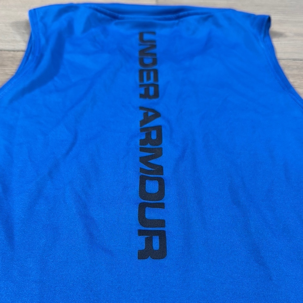 Under Armour Men's Blue and Black Tank Top with Basketball Logo - Picture 7 of 8